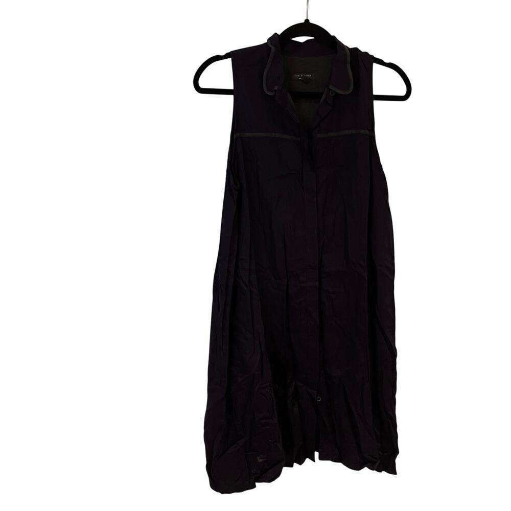 Rag & Bone Navy Sleeveless Trapeze Shirt Mini Dress Sz Large